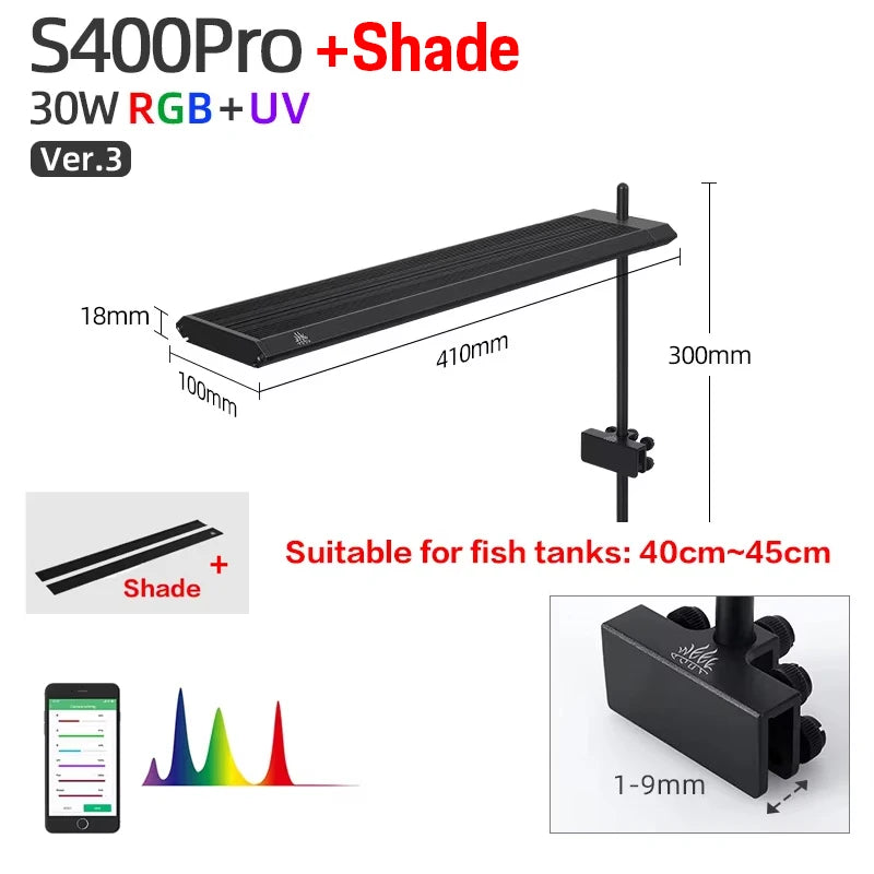 WEEK AQUA S Series RGB+UV Aquarium Light | Full-Spectrum Plant Growth LED with APP Control, Timer & Dimming