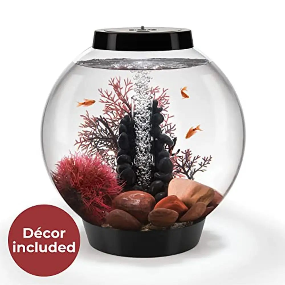 4-Gallon Black Aquarium Set with Red Stone Décor & LED Light (Complete Starter Kit)