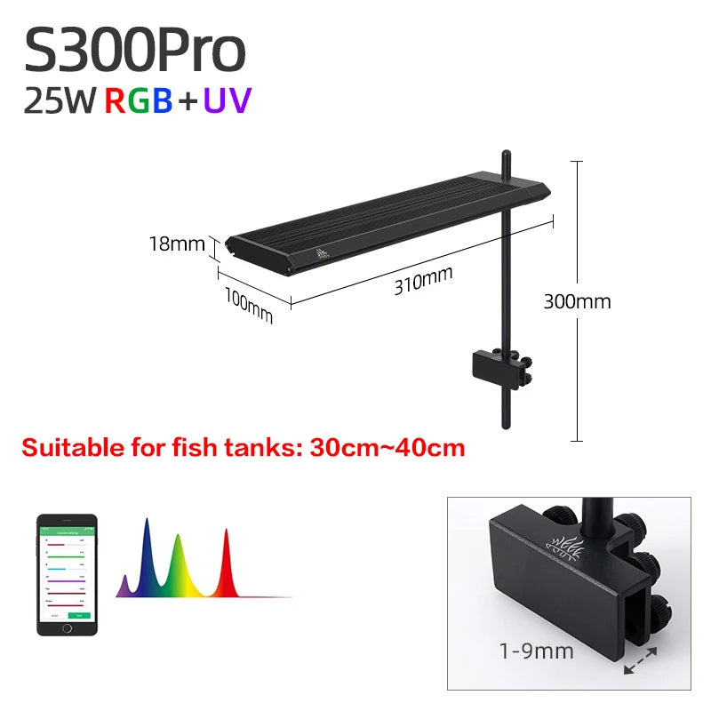 WEEK AQUA S Series RGB+UV Aquarium Light | Full-Spectrum Plant Growth LED with APP Control, Timer & Dimming