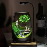 Sea Clouds Moss Micro-Landscape side angle showing full terrarium container and wave silhouette