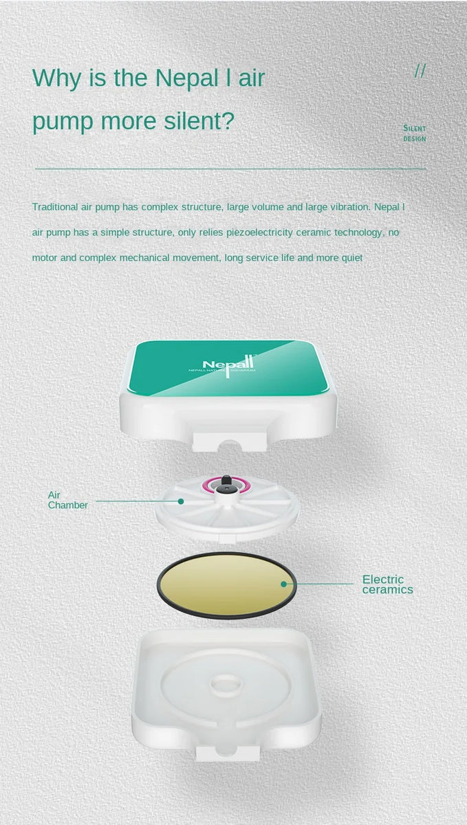 Nepall Ultra-Quiet Mini Oxygen Pump for Fish Tanks