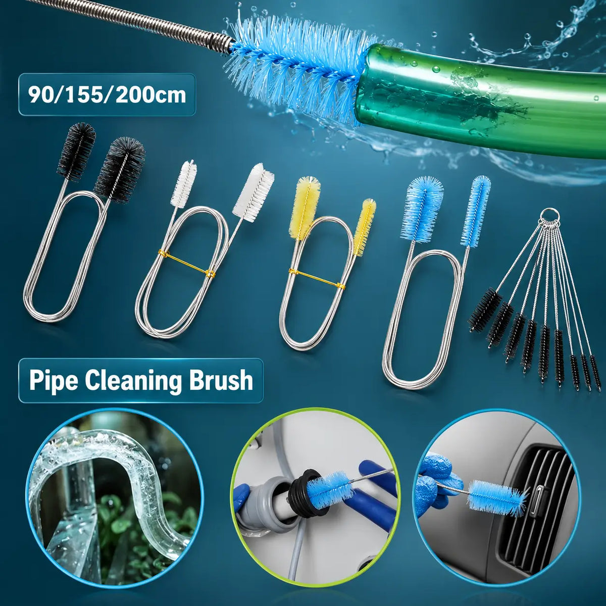 Twin Cleaning Brush for Aquarium Pipe & Tubing — Multiple Sizes
