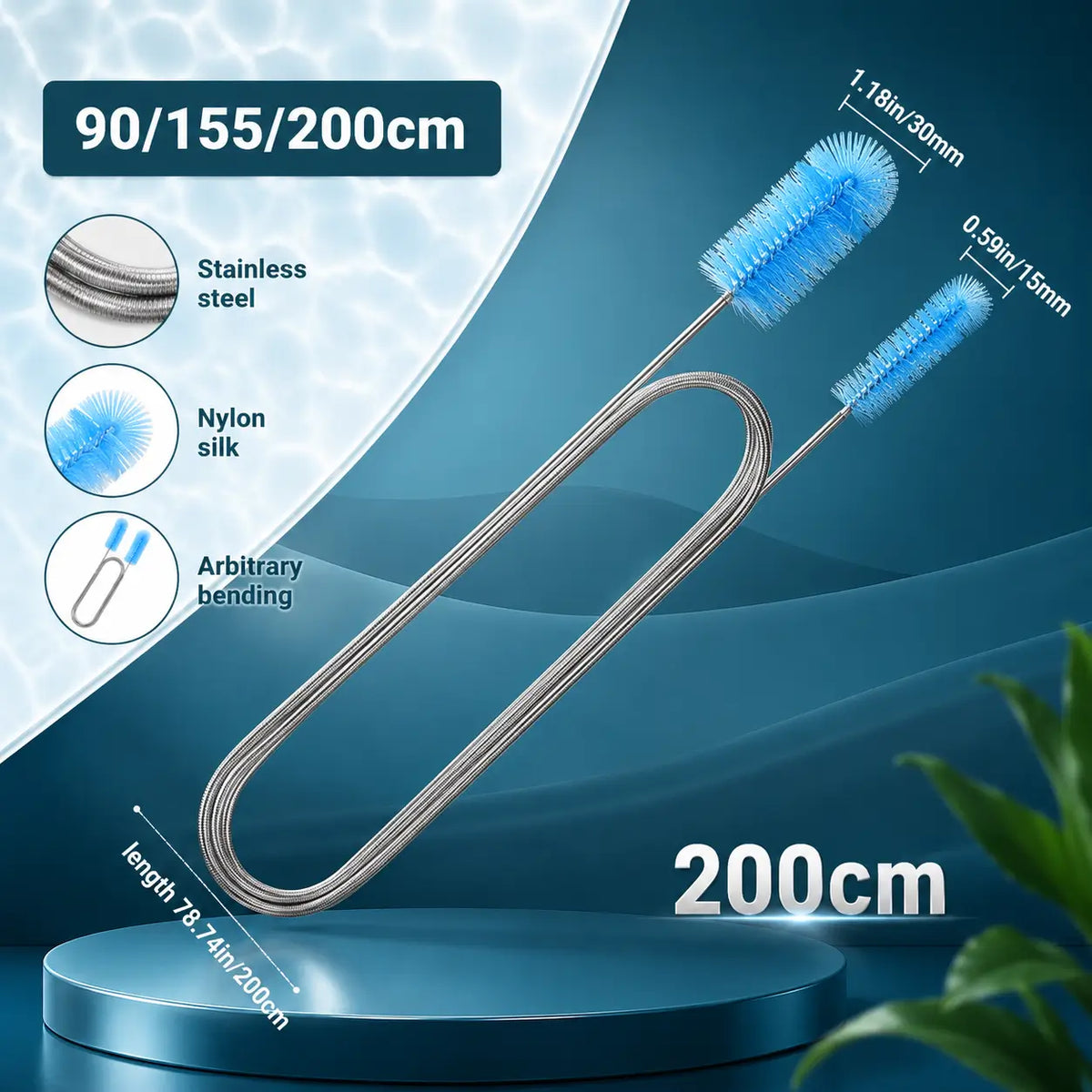 Twin Cleaning Brush for Aquarium Pipe & Tubing — Multiple Sizes