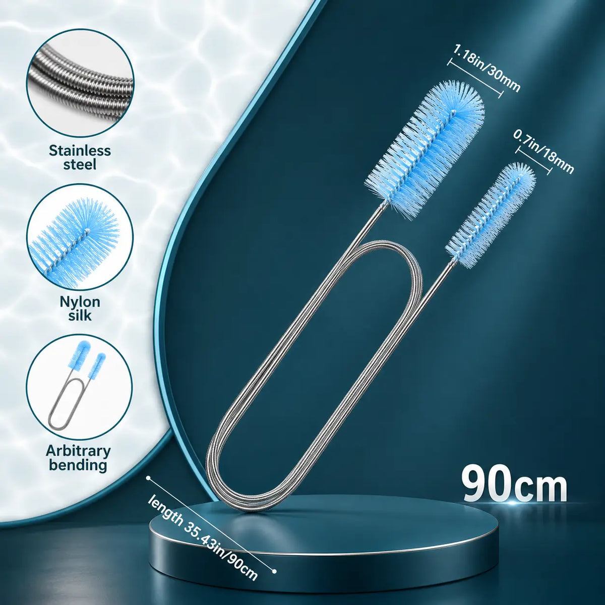 Twin Cleaning Brush for Aquarium Pipe & Tubing — Multiple Sizes