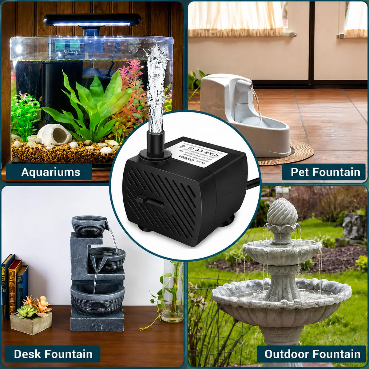 Ultra-Quiet Submersible Water Pump 2W/4W for Aquarium & Fountain