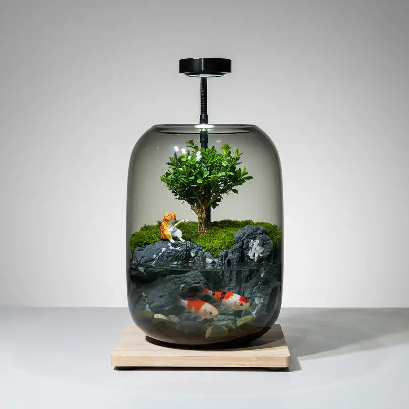Veridian Haven Microecological Landscape full view showing lush green plant arrangement in glass terrarium
