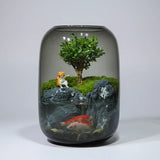 Veridian Haven Microlandscape side angle showing full terrarium container and plant layout