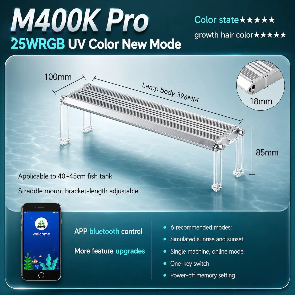 WEEK AQUA M Series LED Aquarium Light — App Control for Planted