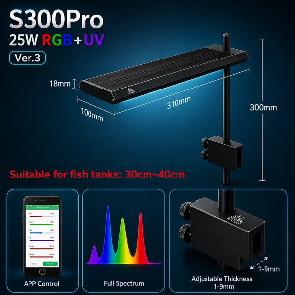 WEEK AQUA S Series RGB+UV Planted Aquarium Light — Full-Spectrum LED