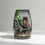 Zen Pagoda Mini Paludarium full view showing miniature pagoda structure with live plants and water feature