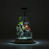Zen Pagoda Mini Paludarium side angle showing combined water and land terrarium layout